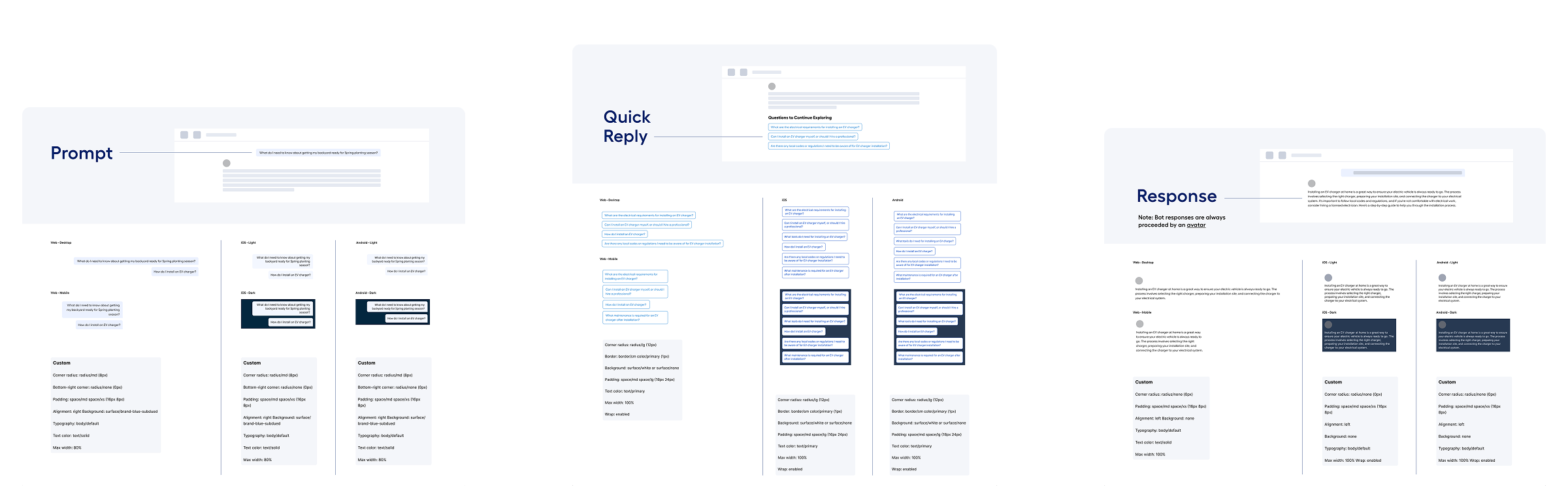 Lowe's AI Chat Component Kit screens