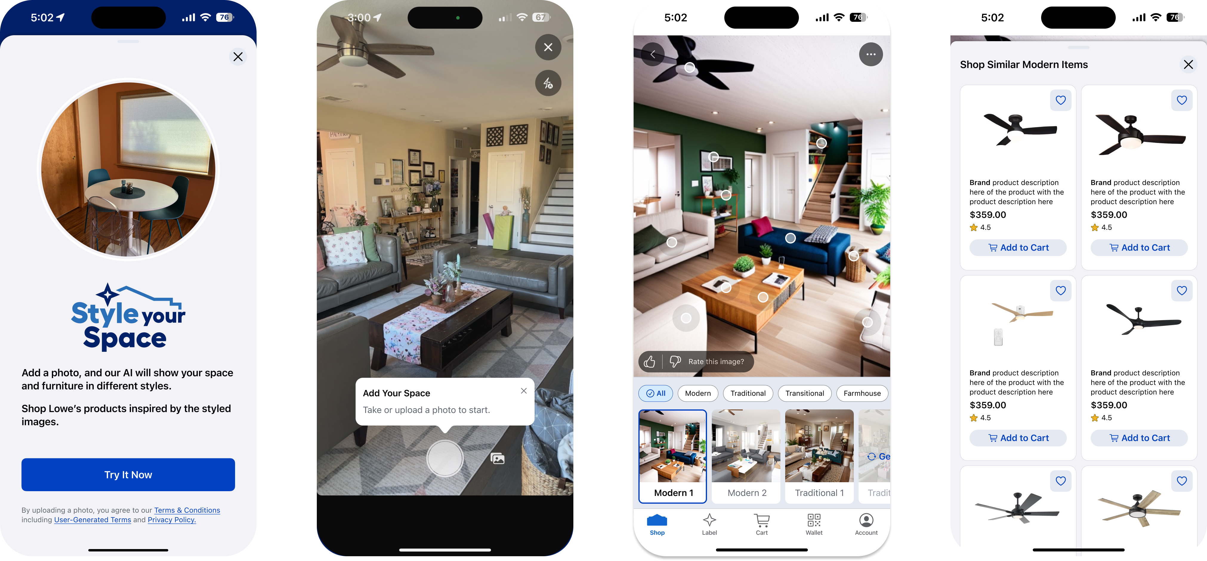 Style Your Space screens